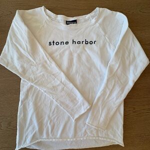White Long Sleeve Sweatshirt Breezin Up Stone Harbor